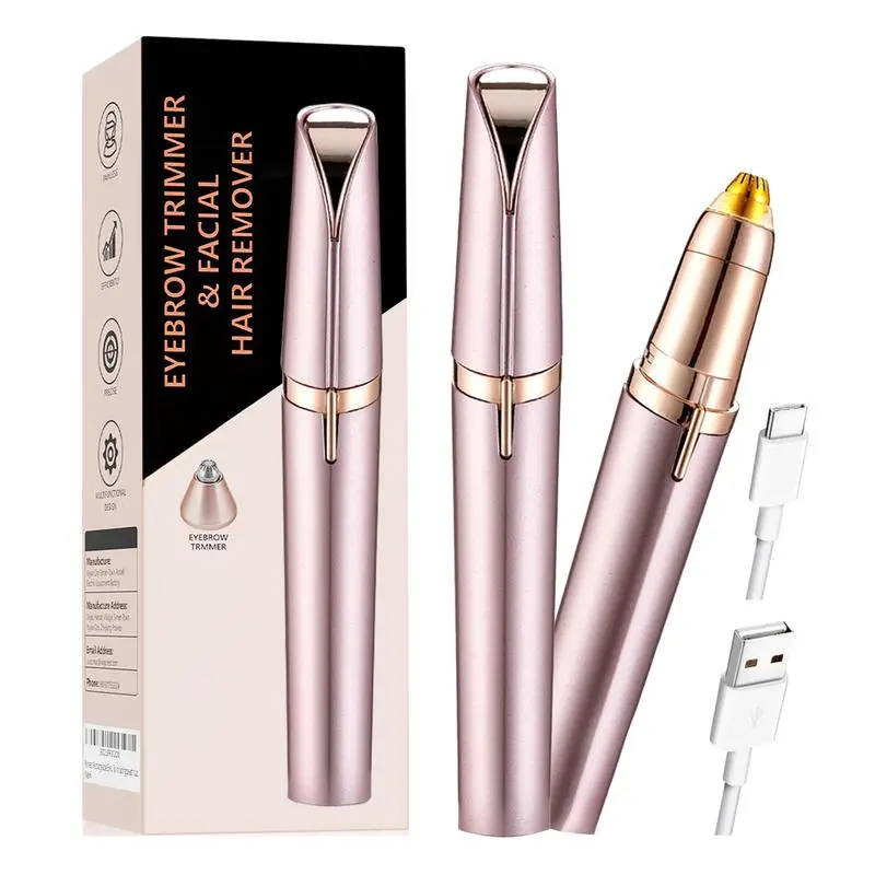 Electric Eyebrow Trimmer, Electric Face Hair Remover, Rechargeable Flawless Brows Remover for Women with LED Light for Instant and Painless Hair Removal
