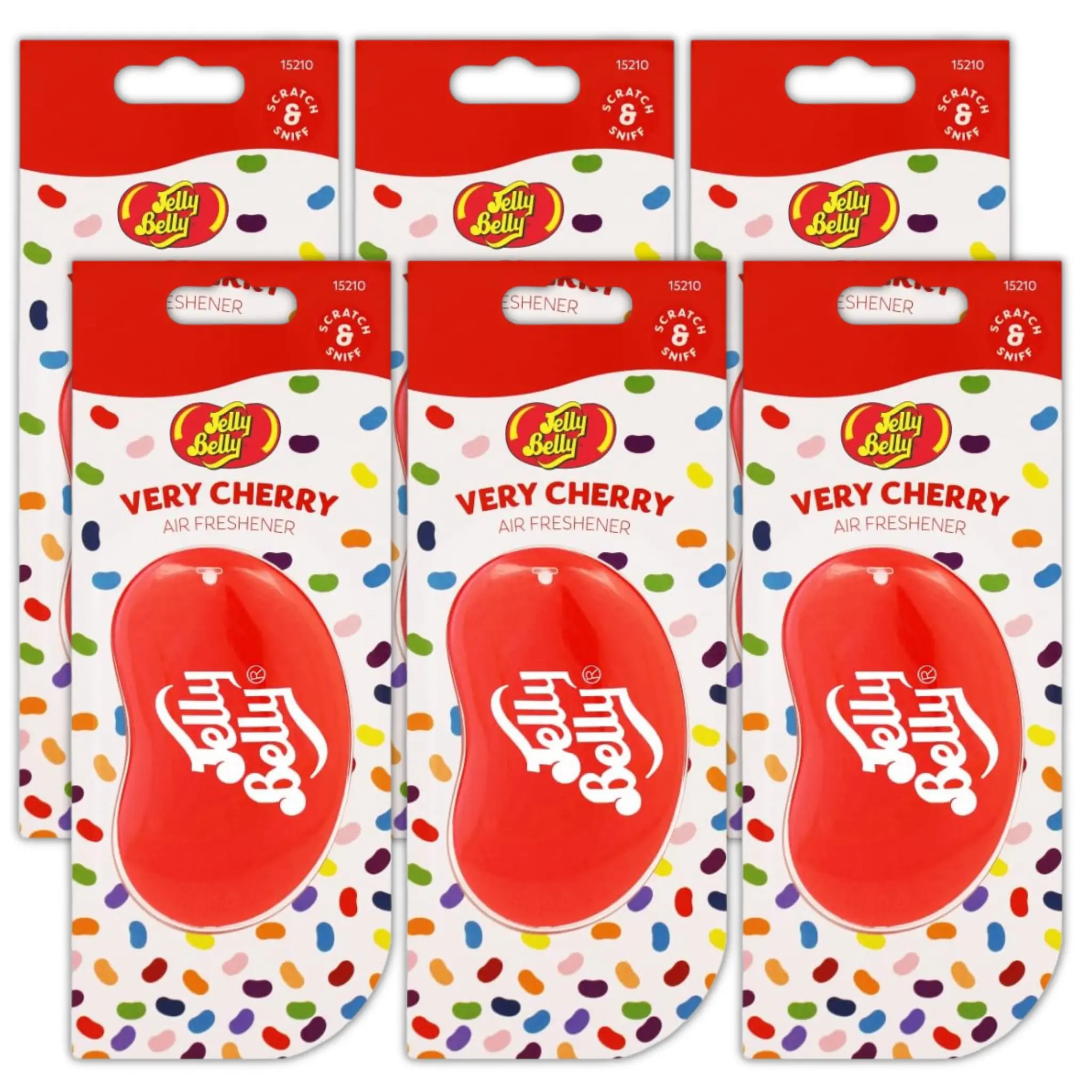 Jelly Belly Car Air Freshener - 3D Gel, 30 Day Long Lasting Fragrance, Hanging Car Scent Accessory - Pack of 6