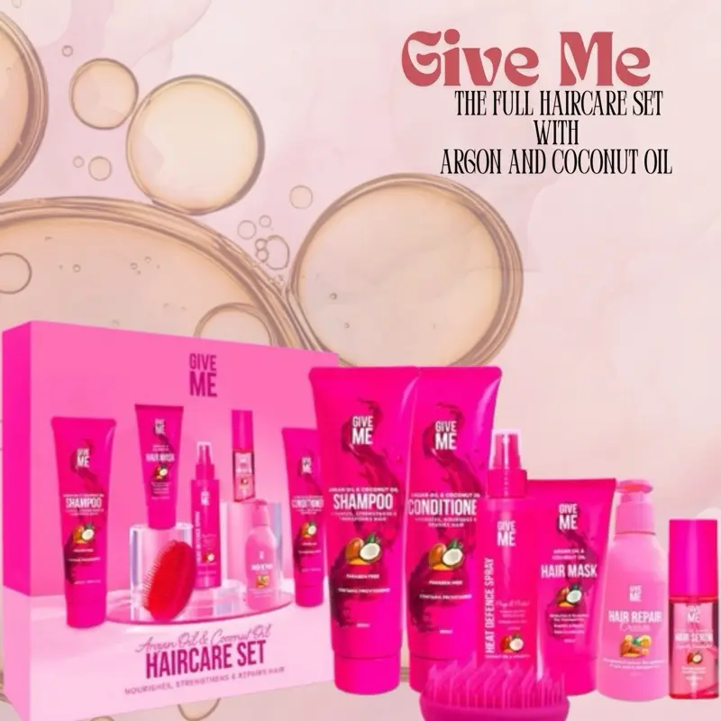 Give me Complete Haircare Set with Argan Oil & Coconut Oil – Nourish, Repair, and Protect Your Hair Conditioner Hydrate Moisture Shampoo Smooth Gentle