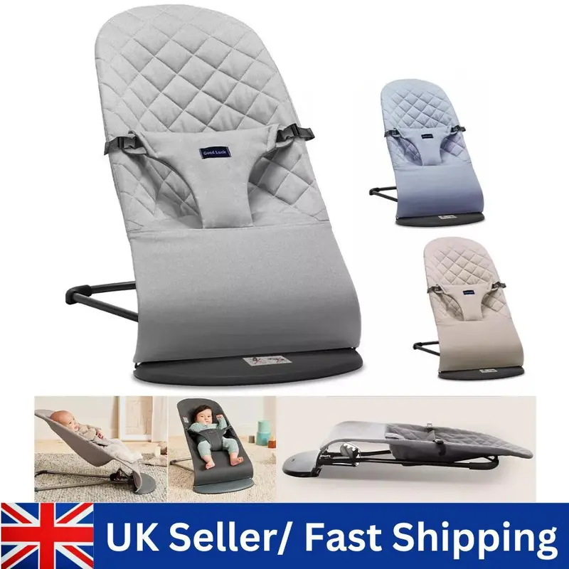 Newborn Baby Bouncer Balance Soft Durable Infant Chair Rocking Seat Foldable UK 0
