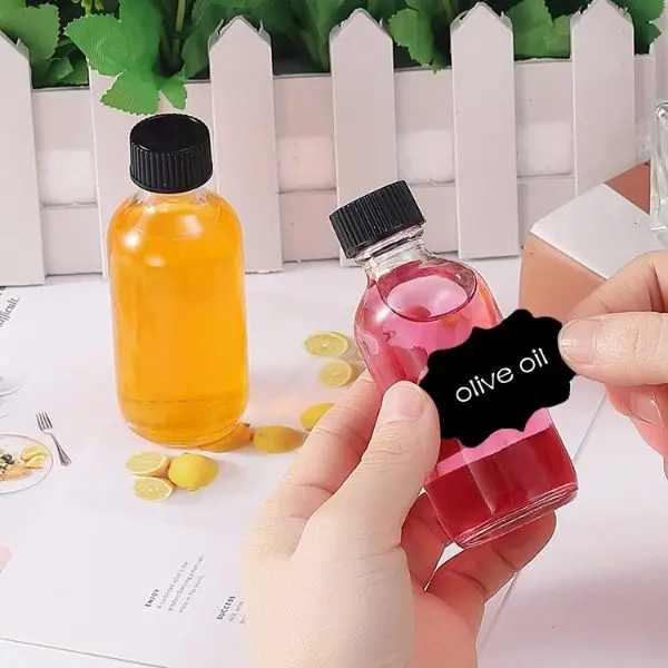 12 Pack Clear Glass Shot Bottles with Lids, 60ml Small Ginger Bottles for Juice, Essential Oil, Makeup, Cosmetic 4