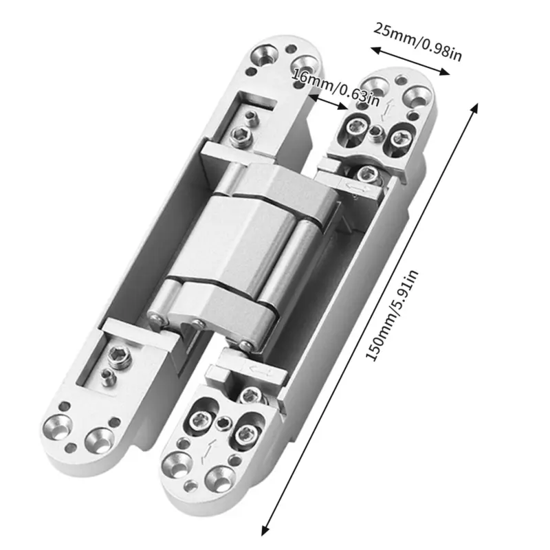 2x Hidden Heavy Duty Concealed Door Hinges Invisible 3 Way Adjustable Butt Hinge 4