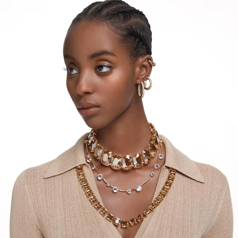 DEXTERA HOOP EARRINGS - WHITE/GOLD-TONE PLATED 3