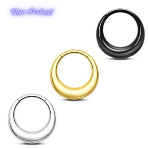 16G Stainless Steel Minimalist Chunky Septum Piercing Nose Hoop Clicker Ring for Women 8mm 10mm