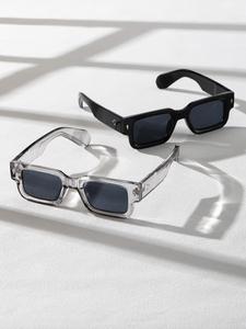 Summer Trendy Modern Rectangular Sunglasses, Outdoor Sun Protection Sunglasses for Women & Men, Travel Essentials, Lightweight & Durable Summer Glasses