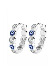 S925 Sterling Silver Evil Eye Design Earrings, Fashionable Artificial Zircon Decor Earrings for Women & Girls, Trendy All-match & Exquisite Jewelry for Birthday Gift