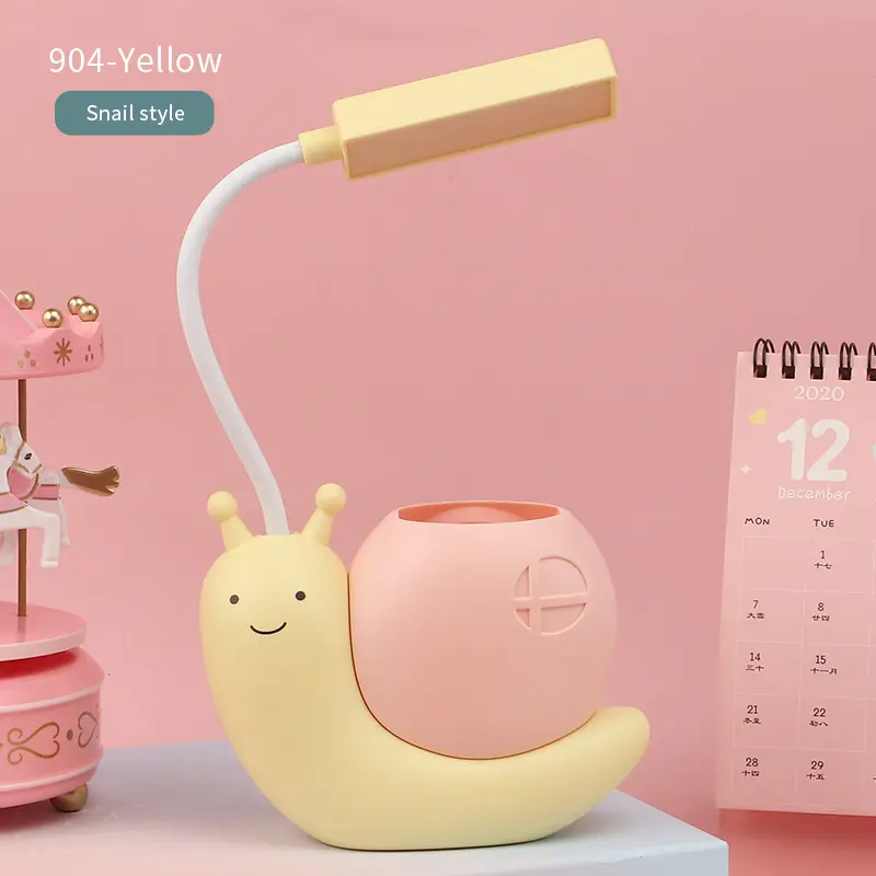 Cartoon Table Lamp Cute Snail Night Light USB Rechargeable LED Table Light Child Eye Protection Desk Lamp Reading Lamp With Pen 6