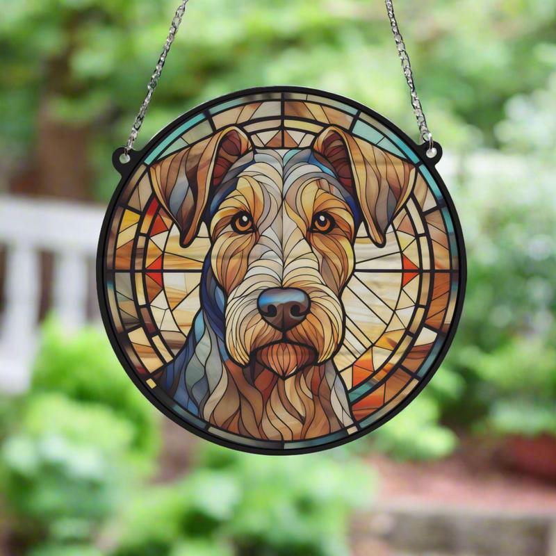 Airedale Terrier Stained Glass Effect Suncatcher 1