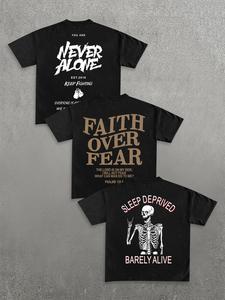 Men's Skeleton & Letter Print Short Sleeve Tee, Casual Comfy Round Neck T-shirt for Summer, Men's Top for Daily Wear