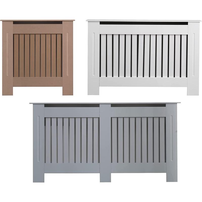 AVC Designs Kensington Radiator Cover Modern MDF Wood White Grey Vertical Slat Living Room Bedroom Hallway Cabinet (Small White) 0