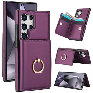 Wallet Case with Card Holder, 1 Count 360° Rotation Ring Kickstand Magnetic Clasp & Durable Shockproof Cover for Samsung Galaxy S24/S23/S22/S21 Ultra/S23 FE/S21 FE