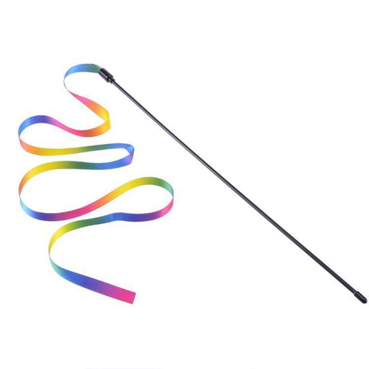 Product Introduction of Pet Cat Toys Cute Funny Rainbow Strips Stick Cat Teaser Wand  Pet Toys for Cats Interactive Toys Cat Supplies Pet Products 0