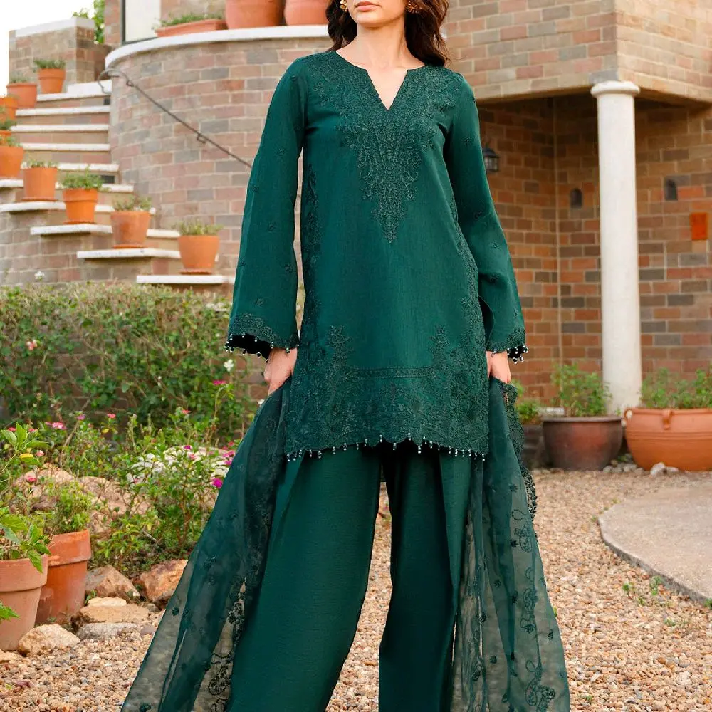 EZ- BOTTLE GREEN FARSHI SHALWAR SUITS
