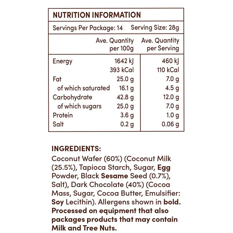 Tropical Fields Coconut Wafer Thins with Dark Chocolate Light Crisp Pack 397g 4