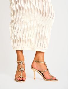 Starburst Gold Mirror Pu Starfish Detail Leopard Stiletto High Heels