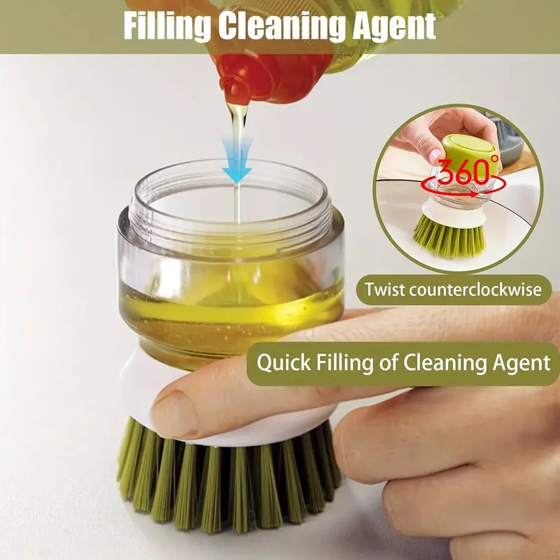 Automatic Liquid Dispensing Kitchen Brush - Easy, Hand-Free Pot & Dish Cleaning, Non-Stick, Durable Plastic, Ideal for Home Use, Kitchen Cleaning Tool|Modern Kitchen Brush|Durable Plastic Brush 3