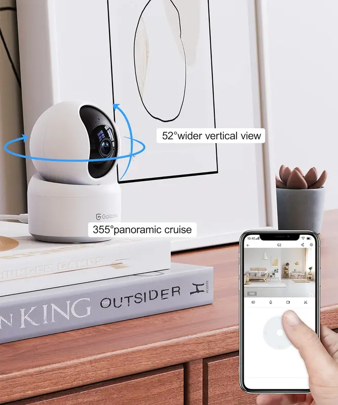 GALAYOU 2K WiFi Pet Camera, Home Security Camera Indoor for Dog, Cat, Baby Monitor Camera, 360° Wireless Camera, Motion Tracking, Night Vision, 2-Way Audio, Works with Alexa&Google Home G2 (2P) 4