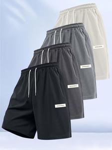 Men's Letter Tape Waist Shorts, Casual Loose Corduroy Shorts for Summer, Men's Bottoms for Daily Wear