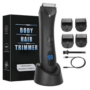 Waterproof Electric Hair Trimmer, 1 Box Rechargeable Body Hair Shaver with 4 Limit Combs & Digital Display, Cordless Hair Trimmer Hair Shaving Tool for Daily Use, Clippers Men, Trimmers for Men