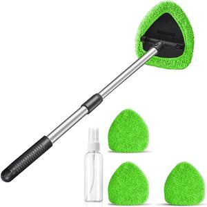 Car Windshield Cleaning Brush, Retractable Car Window Cleaning Tool with 3 Counts Replacement Cloth, Universal Car Cleaning Brush for All Cars, Detailing Products