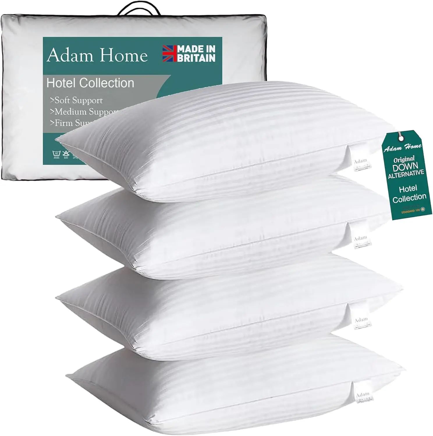 Pillows 4 Pack Hotel Quality Side Sleeper Bounce Back Bed Pillow Hypoallergenic & Anti Dust Mite Resistant Premium Filled Hotel Pillows Pack of 4