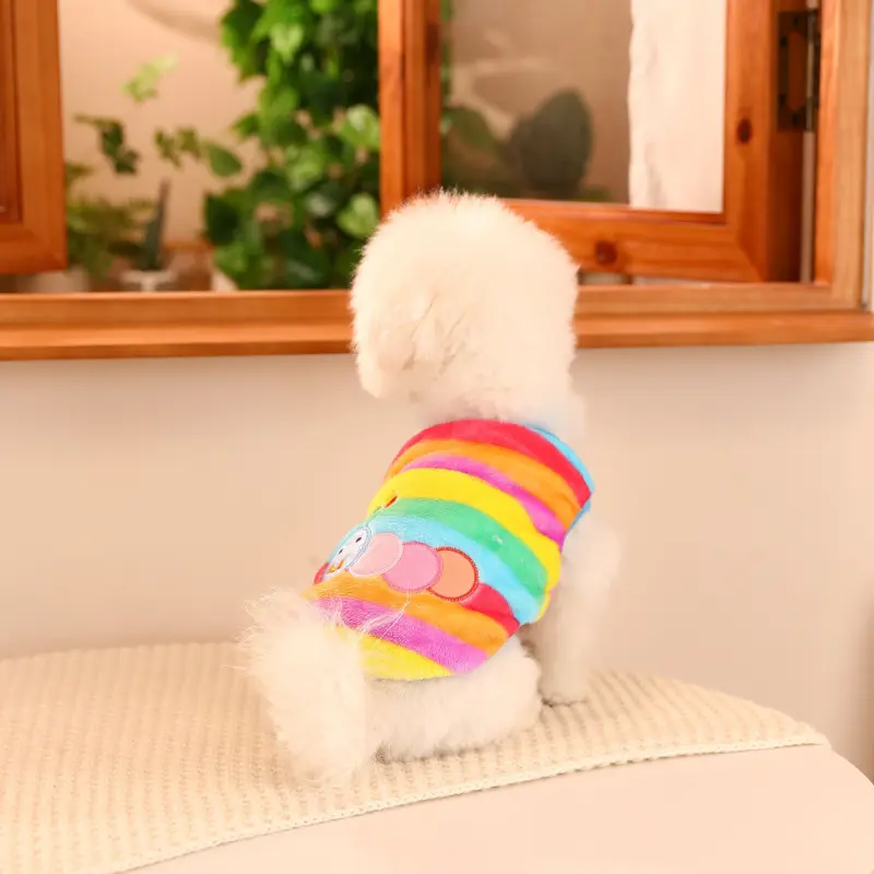 Pet Rainbow Color Sweatshirt Cute Dog Sweatshirt, For Winter Spring Autumn Christmas Gift 8