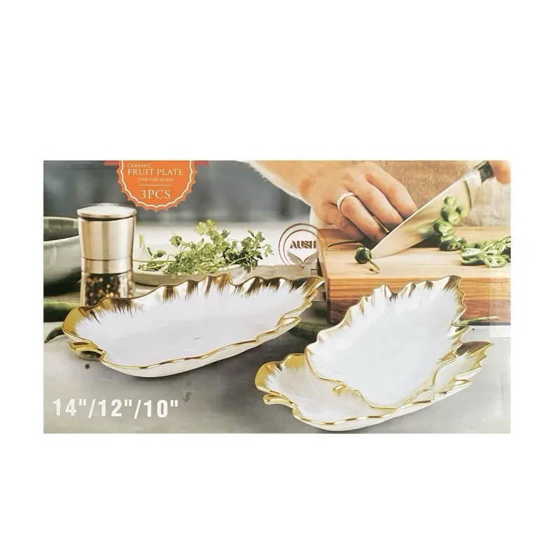 High Quality Leaf Shaped Multi Purpose Plate Set of 3 - Perfect for Parties Indoor & Outdoor