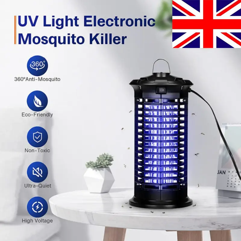 UK Electric Anti Mosquito Killer Lamp UV Light Trap Mosquito Zapper -  Efficient Mosquito Control - 360° Kill Mosquitoes for Bedroom, Living Room, Kitchen, Office, Restaurant, Warehouse, and Other Indoor Use, Safe for Kids Pets 0