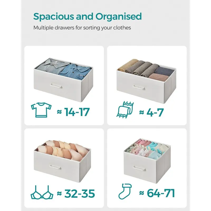 Large Fabric Chest Of Drawers 7 Drawers, White/Oak by Songmics 3