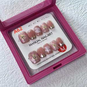 Handcrafted short flame-flowered pink cat-eye nail art that is versatile and detachable for press on nails press  nails miffy  nails miffy  nails short  press  nails