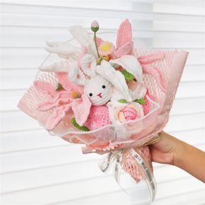 Crochet Flowers Bouquet with Bunny Easter Gift for Family