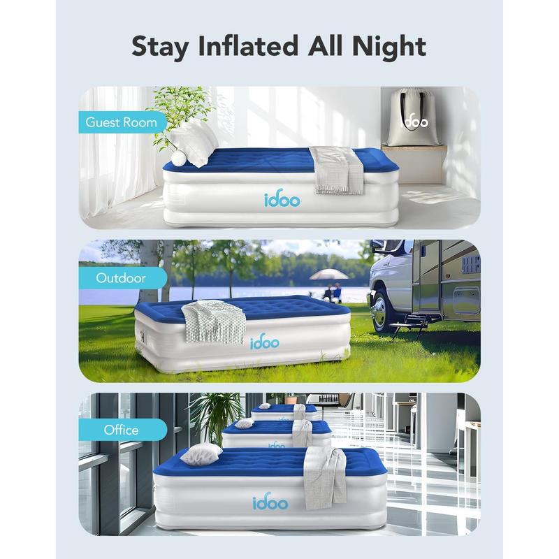 iDOO Inflatable Air Mattress, Air Bed with Built-in Electric Pump, Double Airbed with Storage Bag, Self Inflating Blow Up Camping Bed for Adults, Portable for Guest Home 190x137x38cm 6