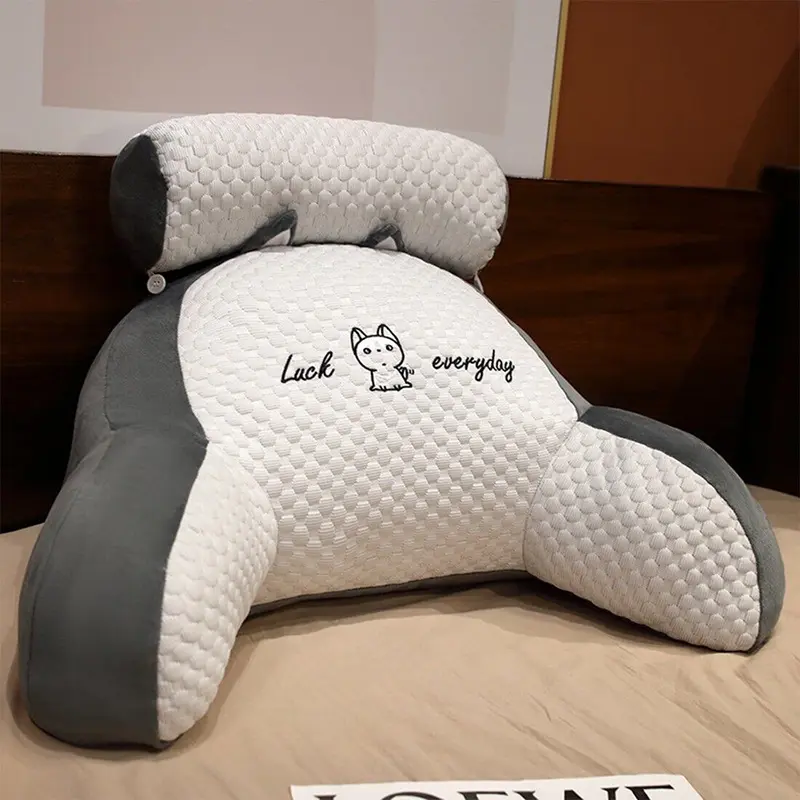 40*60cm Reading Pillow with Shredded Memory Foam, Backrest with Arms, Back Support for Sitting Up in Bed with Washable Cover Bed, Reading Pillow Back Rest Lumbar Support Arm Seat Lounger Neck Cushion 2