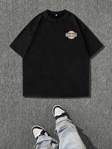 Men's Letter Print Round Neck Tee, Loose Casual Short Sleeve Crew Neck T-Shirt for Summer, Fashion Men's Top for Daily Wear, Tropical