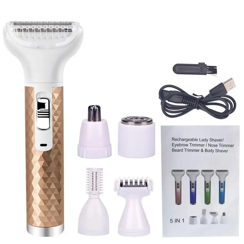 5-in-1 Multifunctional Lady Shaver Hair Removal Device Electric Eyebrow Shaper Armpit Hair Intimate Shaver 8