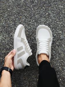 Men's Colorblock Lace Up Low Top Sneakers, Casual Breathable Comfortable Sports Running Shoes, Male All-match Round Toe Shoes for Daily Wear