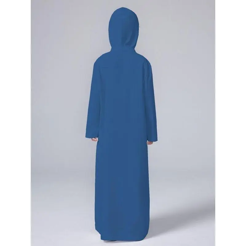 Boy's Solid Pocket Zipper Robe , Modest Hooded Long Sleeve Robe for Daily Wear, Kids Clothing for All Seasons 7