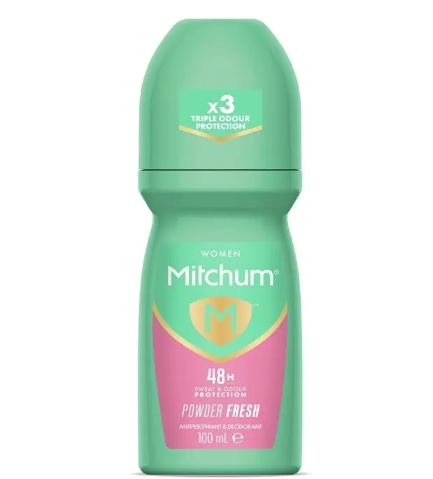 Mitchum Women 48HR Protection Roll-On Deodorant & Antiperspirant (100ml) Powder Fresh, Dermatologist Tested