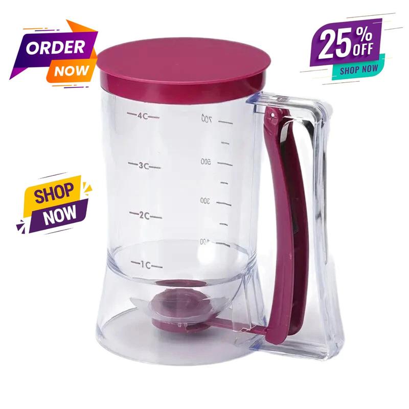 Kitchen Baking Essential Tool: 900Ml Manual Batter Dispenser for Pancake, Cupcake, Waffle - Purple - Bakeware, Utensils 0
