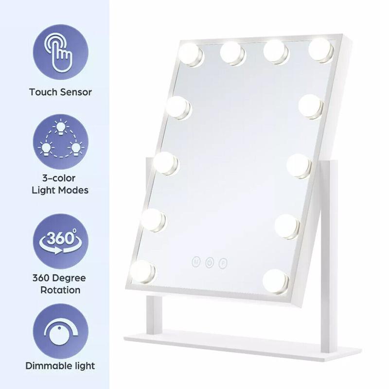 Professional Hollywood Style Vanity Mirror - 12 LED Lights with Dimmer - Glam Dressing Table Mirror for Makeup & Self Care UK 4