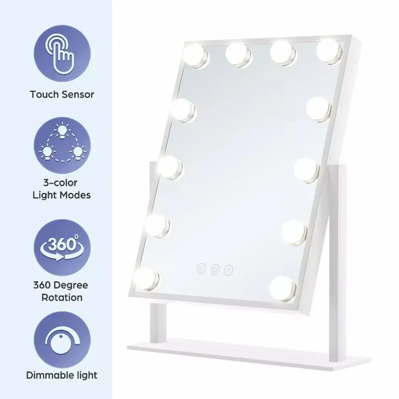 Professional Hollywood Style Vanity Mirror - 12 LED Lights with Dimmer - Glam Dressing Table Mirror for Makeup & Self Care UK 4