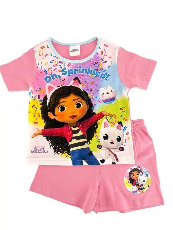 Gabby's Dollhouse Girls' Pink Summer Pyjamas – Short Sleeve & Shorts Set – 18 Months to 5 Years 7