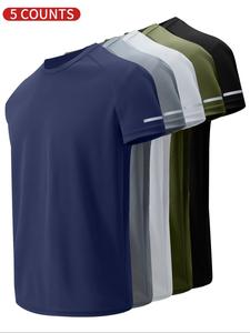 Men's Letter Print Round Neck Tee, Regular Fit Casual Short Sleeve Crew Neck T-shirt for Daily Wear, Men's Top for All Seasons,  Summer Clothes