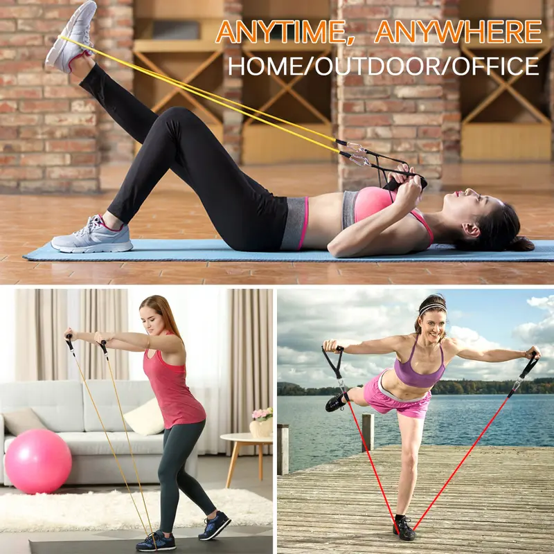 Resistance Bands Set Workout Exercise Fitness Yoga Home Training Tubes 11PCS with Handle Strength Exercise Resistance Band Training Fitness Tubes Tension Bands Workout Gym Equipment Men and Women 6