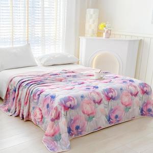 Floral Print Blanket, Soft Comfortable Air Conditioning Blanket, Cooling Blanket for Home Bedroom, Bedding Supplies for Home Dormitory Hotel