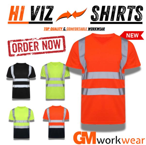 hi viz shirt, hi visbility top crew neck t shirt high visbillity workwear roundneck t shirt workwear Menswear Outfit Sweatshirts Tops Man Shortsleeve Casual, high quality 0