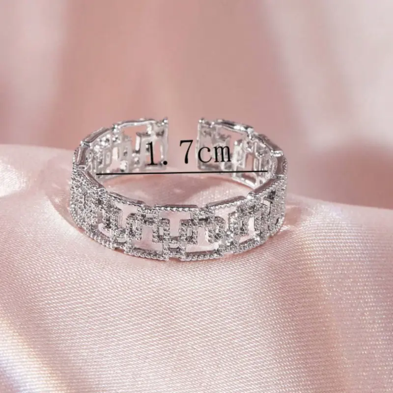 Hollow Rhinestone Decorative Rings for Women for Daily Wear, Wedding, Engagement, Birthday 2