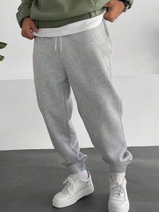 Men's Solid Color Knitting Sweatpants, Casual Comfy Breathable Trousers for Summer, Men's Bottoms for Daily Wear, Beige