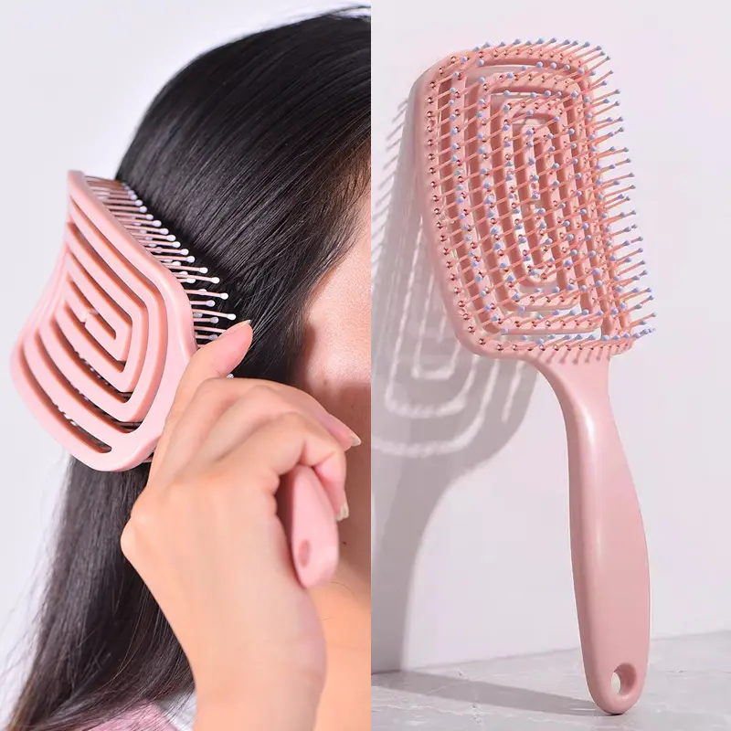 1Pcs Elastic Massage Comb Hollow Out Hair Brush Scalp Massage Combs Hair Styling Detangler Fast Blow Drying Detangling Tool 0