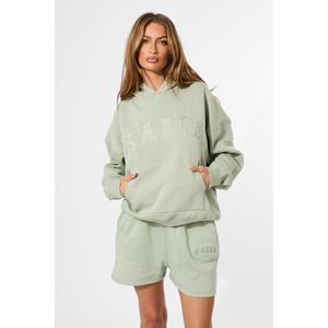 Kaiia Slogan Oversized Hoodie Sage Green